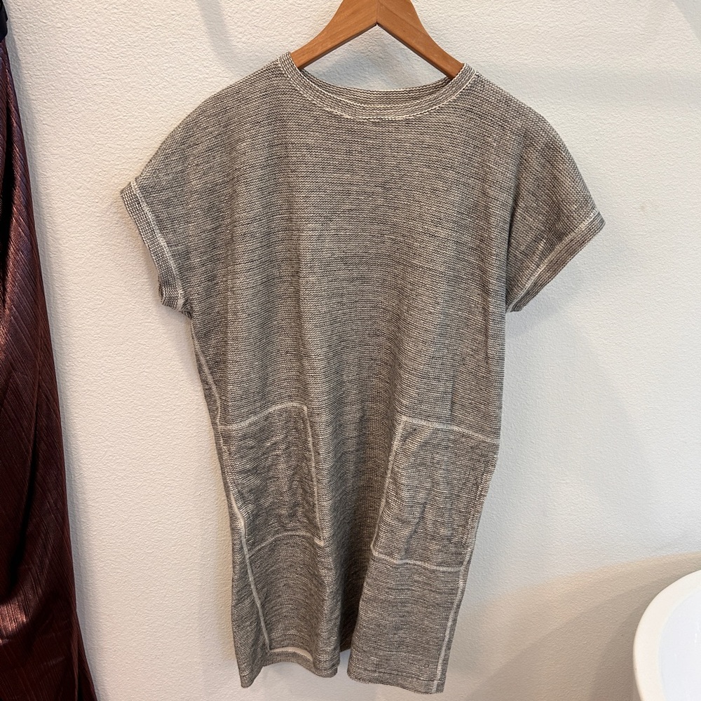 Billy Reid Short Sleeve Mini Knit Dress Neutral